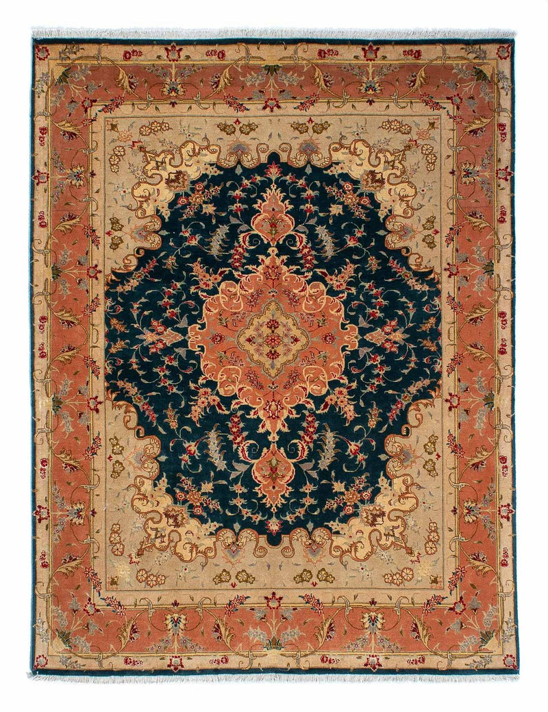 Täbriz - 50 Raj Teppich 152x202cm - Perserteppich - dunkelblau