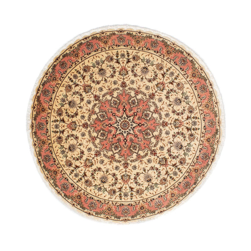 Täbriz - 50 Raj Teppich 150x150cm - Perserteppich - hellbraun