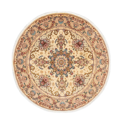 Täbriz - 50 Raj Teppich 150x150cm - Perserteppich - hellbraun