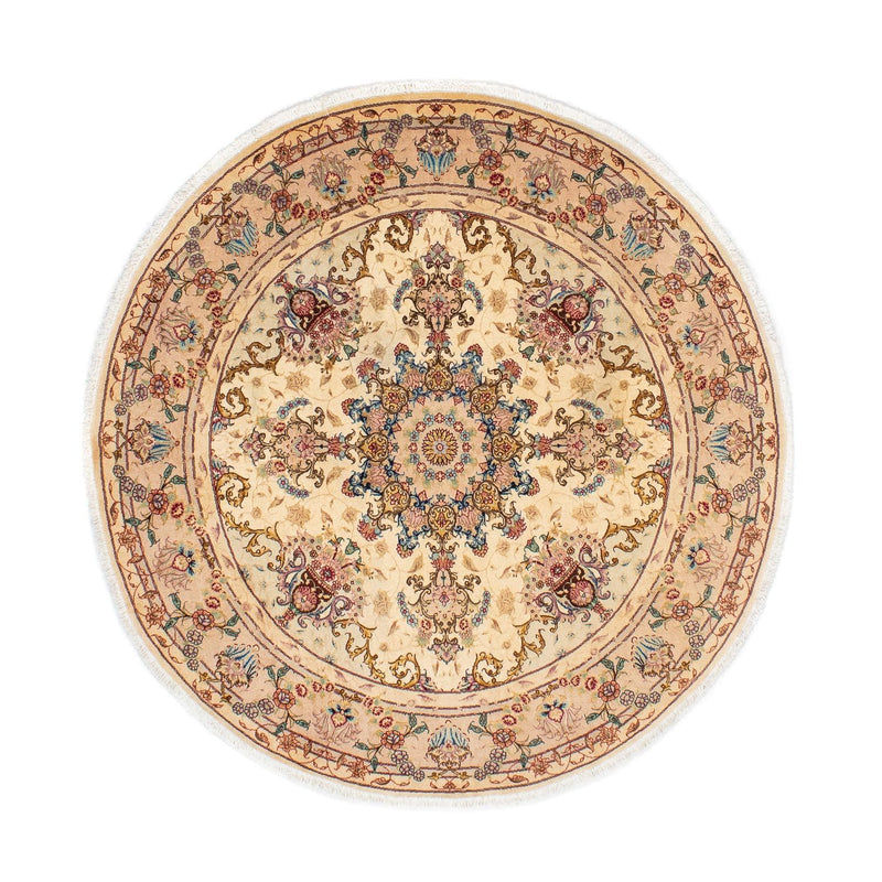 Täbriz - 50 Raj Teppich 150x150cm - Perserteppich - hellbraun