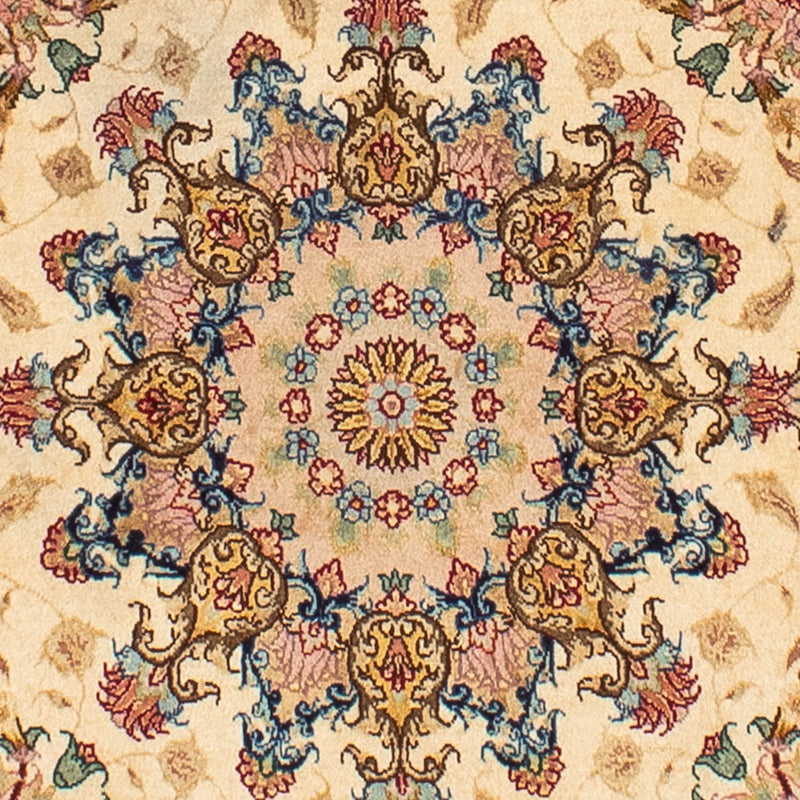 Täbriz - 50 Raj Teppich 150x150cm - Perserteppich - hellbraun