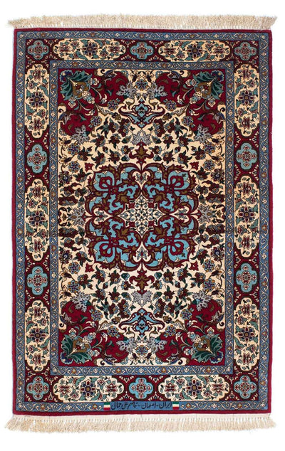 Isfahan Teppich 90x137cm - Perserteppich - dunkelrot