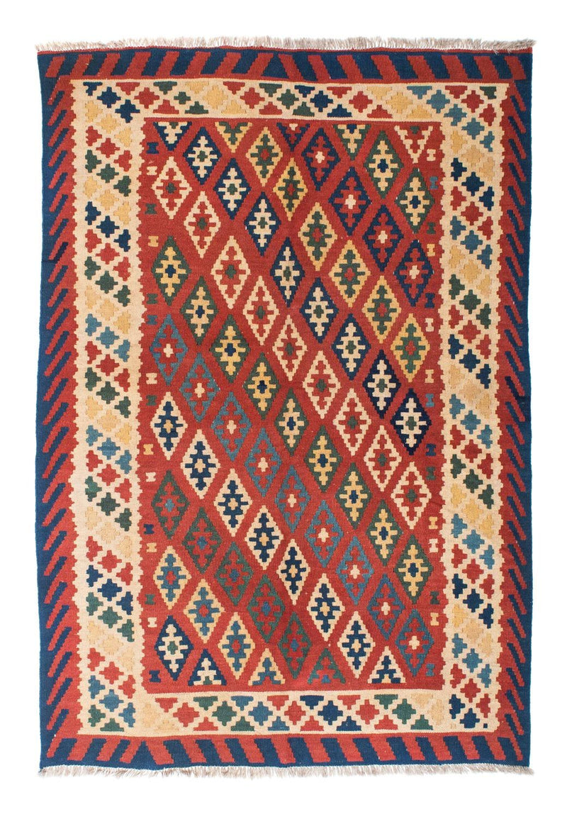 Kelim Fars Teppich 156x206cm - dunkelrot