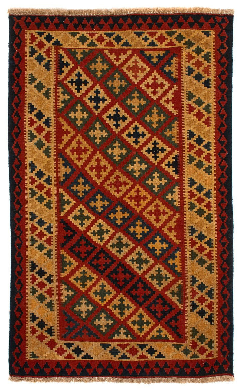 Kelim Fars Teppich 146x211cm - dunkelrot
