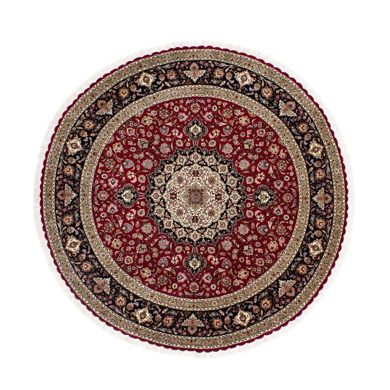 Täbriz - 50 Raj Teppich 245x245cm - Perserteppich - dunkelrot