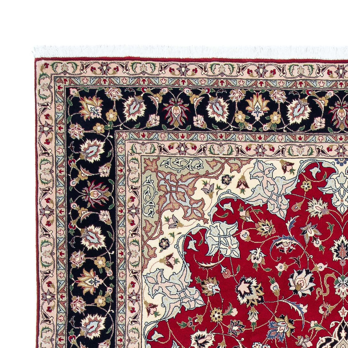 Täbriz - 50 Raj Teppich 203x302cm - Perserteppich - dunkelrot