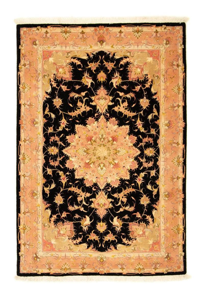 Täbriz - 50 Raj Teppich 105x154cm - Perserteppich - schwarz