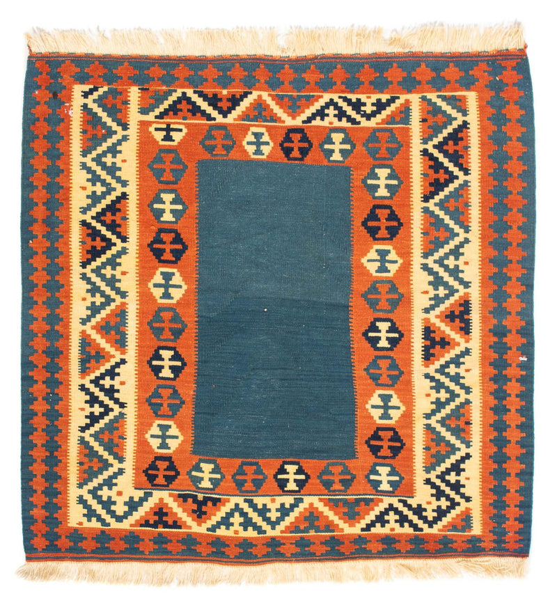 Kelim Fars Teppich 102x102cm - dunkelblau
