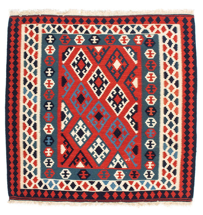 Kelim Fars Teppich 103x104cm - dunkelrot