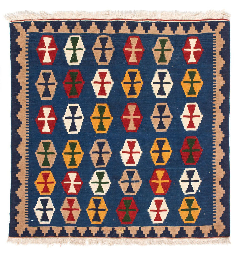 Kelim Fars Teppich 96x96cm - dunkelblau
