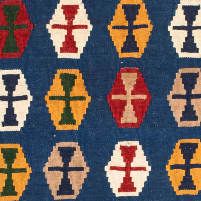 Kelim Fars Teppich 96x96cm - dunkelblau