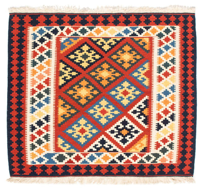 Kelim Fars Teppich 93x101cm - dunkelrot