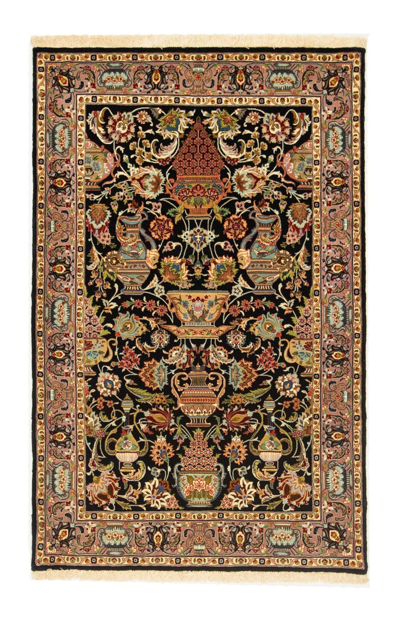 Ghom Teppich 102x156cm - Perserteppich - schwarz