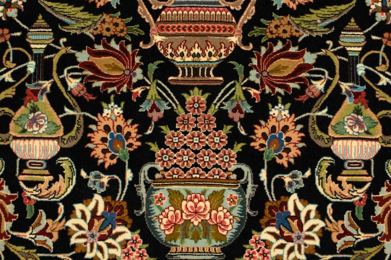 Ghom Teppich 102x156cm - Perserteppich - schwarz