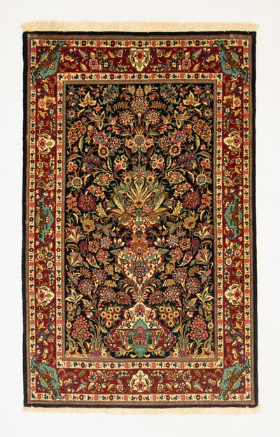 Ghom Teppich 101x161cm - Perserteppich - schwarz
