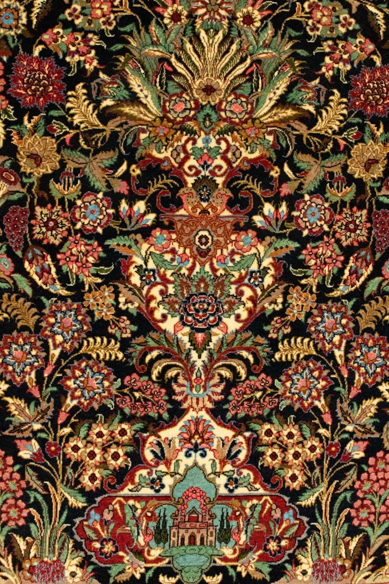 Ghom Teppich 101x161cm - Perserteppich - schwarz