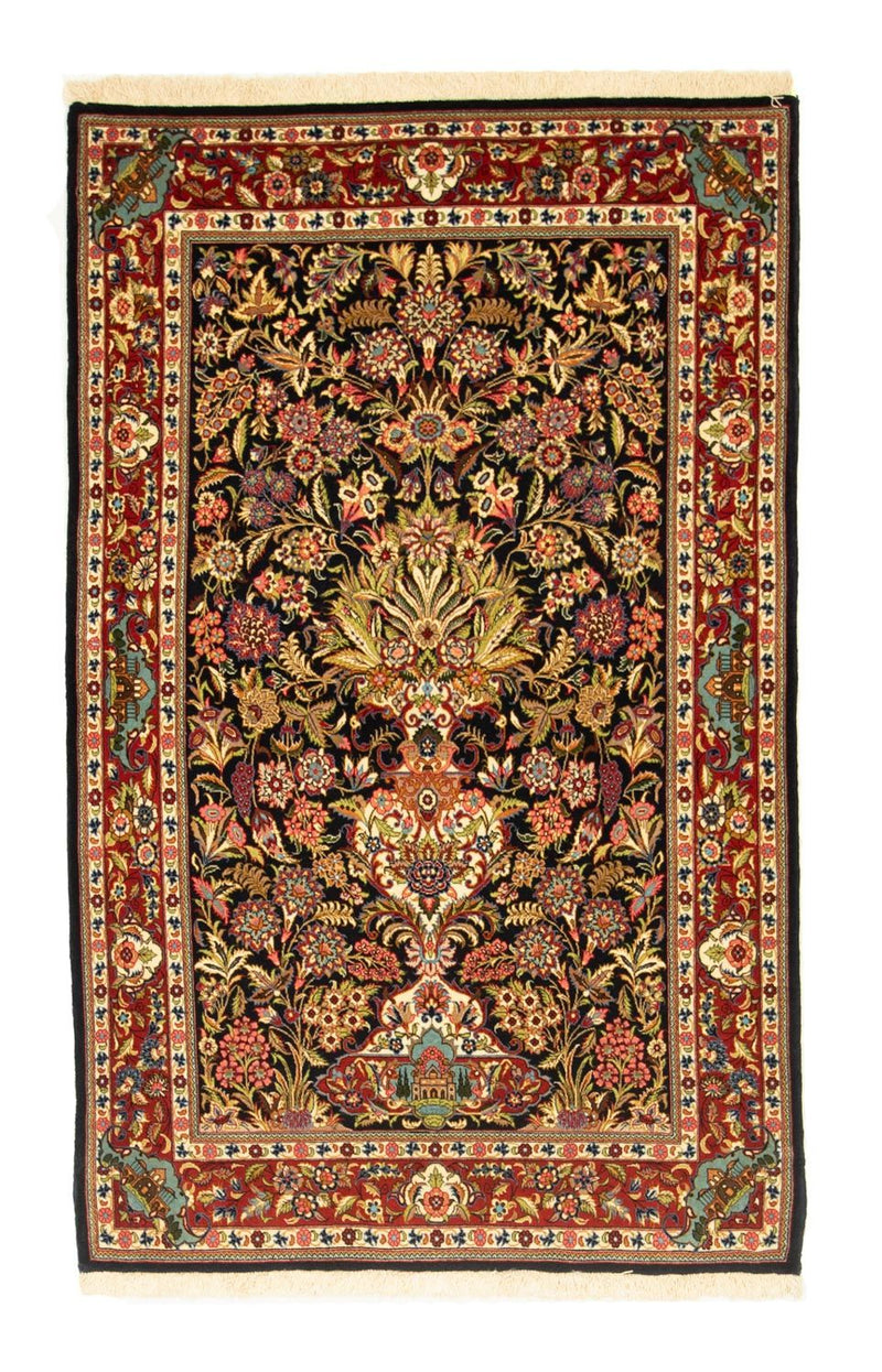 Ghom Teppich 102x162cm - Perserteppich - schwarz
