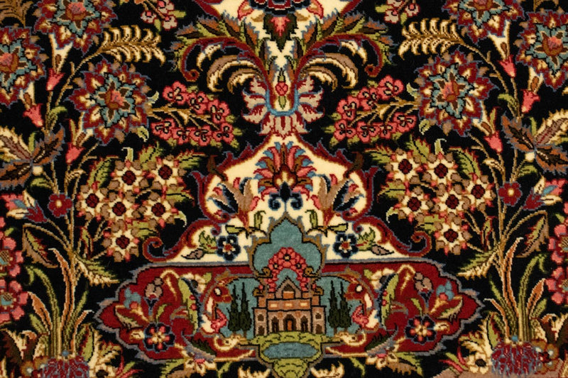 Ghom Teppich 102x162cm - Perserteppich - schwarz