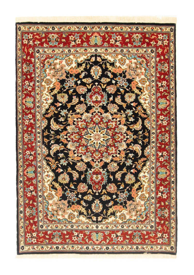 Ghom Teppich 101x147cm - Perserteppich - schwarz