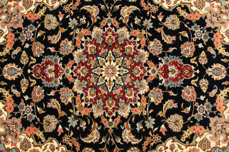 Ghom Teppich 101x147cm - Perserteppich - schwarz