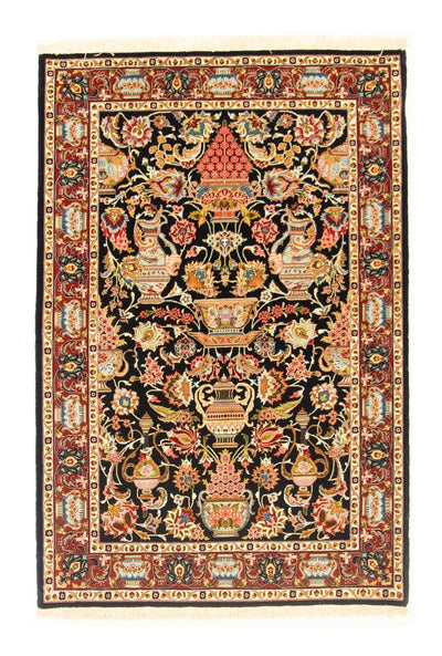 Ghom Teppich 105x155cm - Perserteppich - schwarz