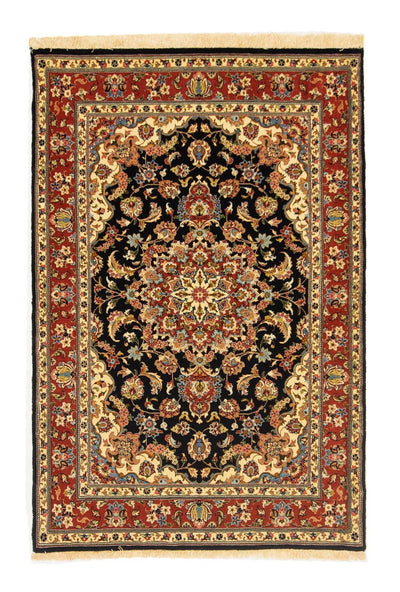 Ghom Teppich 102x149cm - Perserteppich - schwarz