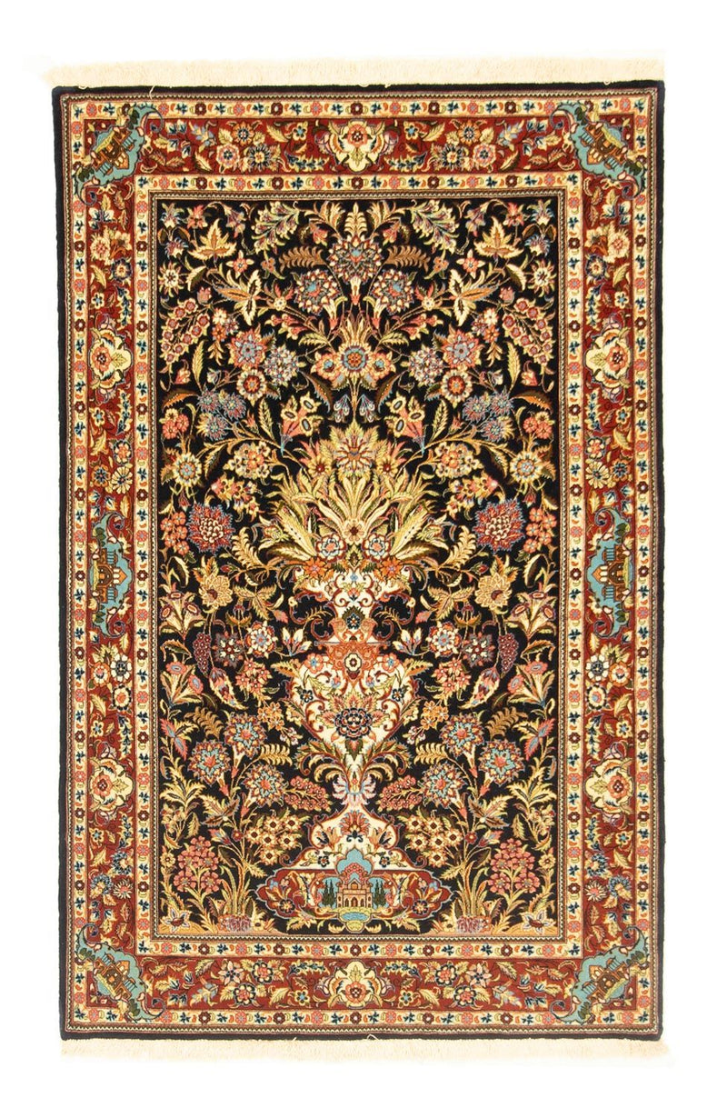 Ghom Teppich 103x154cm - Perserteppich - schwarz