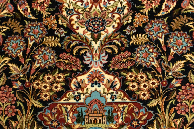 Ghom Teppich 103x154cm - Perserteppich - schwarz