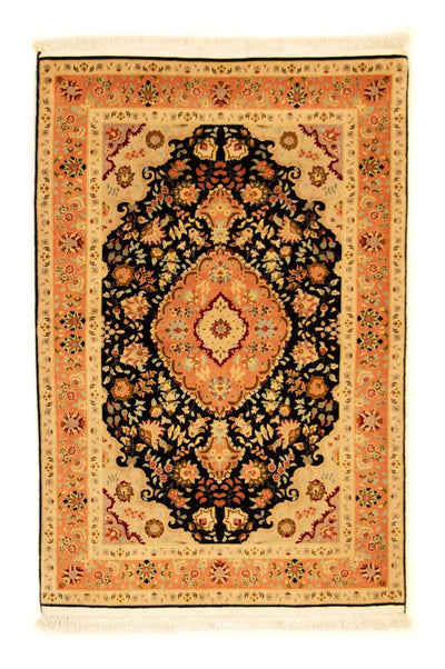 Täbriz - 50 Raj Teppich 103x155cm - Perserteppich - schwarz