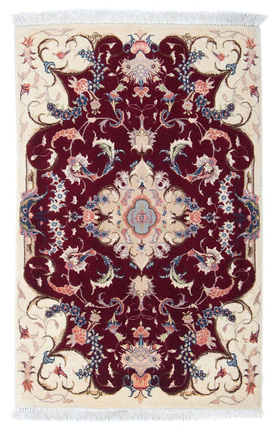 Täbriz - 50 Raj Teppich 60x90cm - Perserteppich - dunkelrot