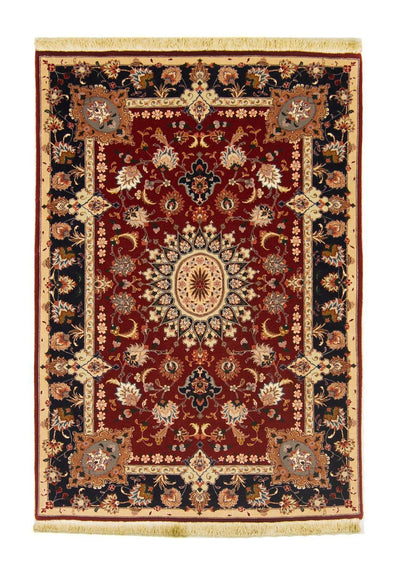 Täbriz - 50 Raj Teppich 102x148cm - Perserteppich - rot