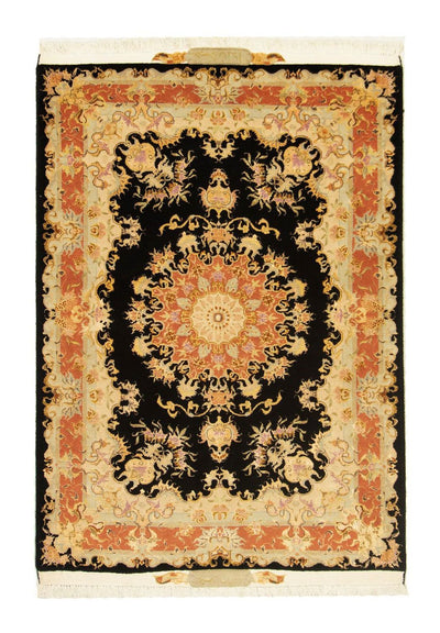 Täbriz - 50 Raj Teppich 101x138cm - Perserteppich - schwarz