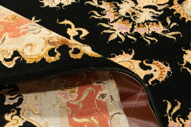 Täbriz - 50 Raj Teppich 101x138cm - Perserteppich - schwarz