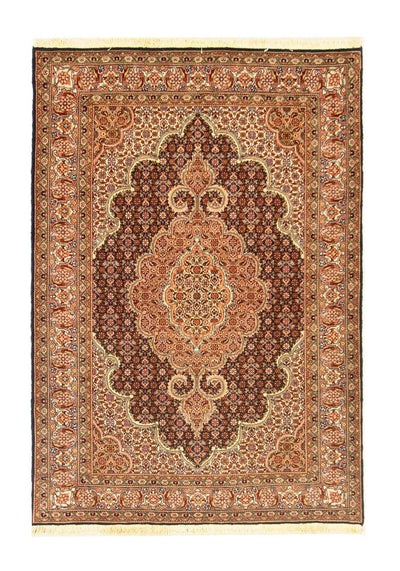 Täbriz - 50 Raj Teppich 101x145cm - Perserteppich - schwarz