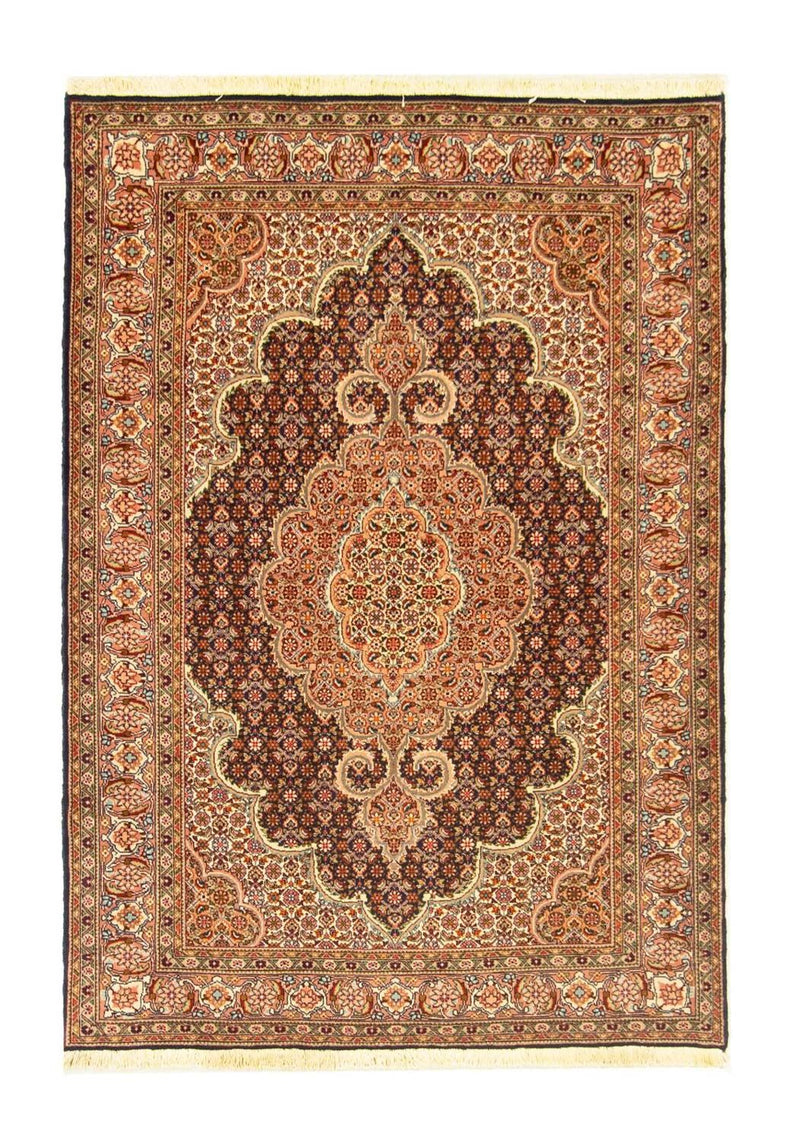 Täbriz - 50 Raj Teppich 101x145cm - Perserteppich - schwarz