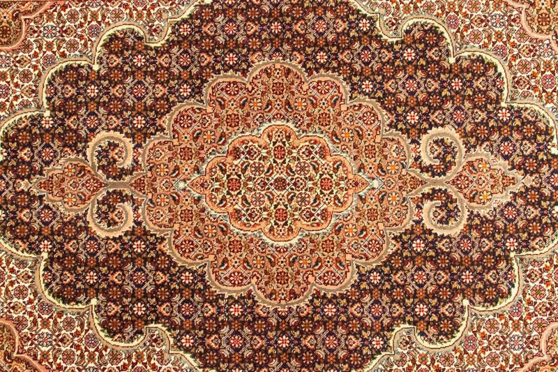 Täbriz - 50 Raj Teppich 101x145cm - Perserteppich - schwarz