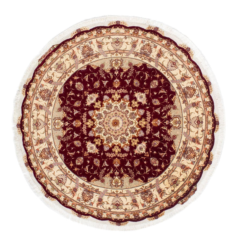 Täbriz - 50 Raj Teppich 155x155cm - Perserteppich - dunkelrot