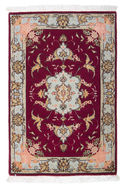 Täbriz - 50 Raj Teppich 60x90cm - Perserteppich - dunkelrot