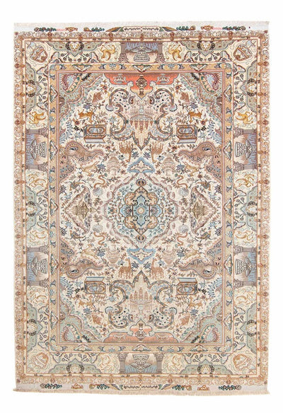 Täbriz - 60 Raj Teppich 209x306cm - Perserteppich - beige