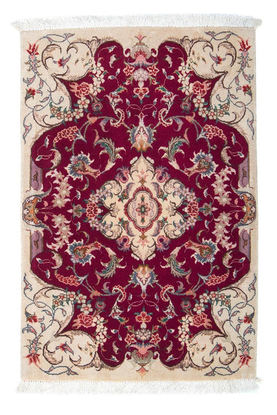 Täbriz - 50 Raj Teppich 60x90cm - Perserteppich - dunkelrot