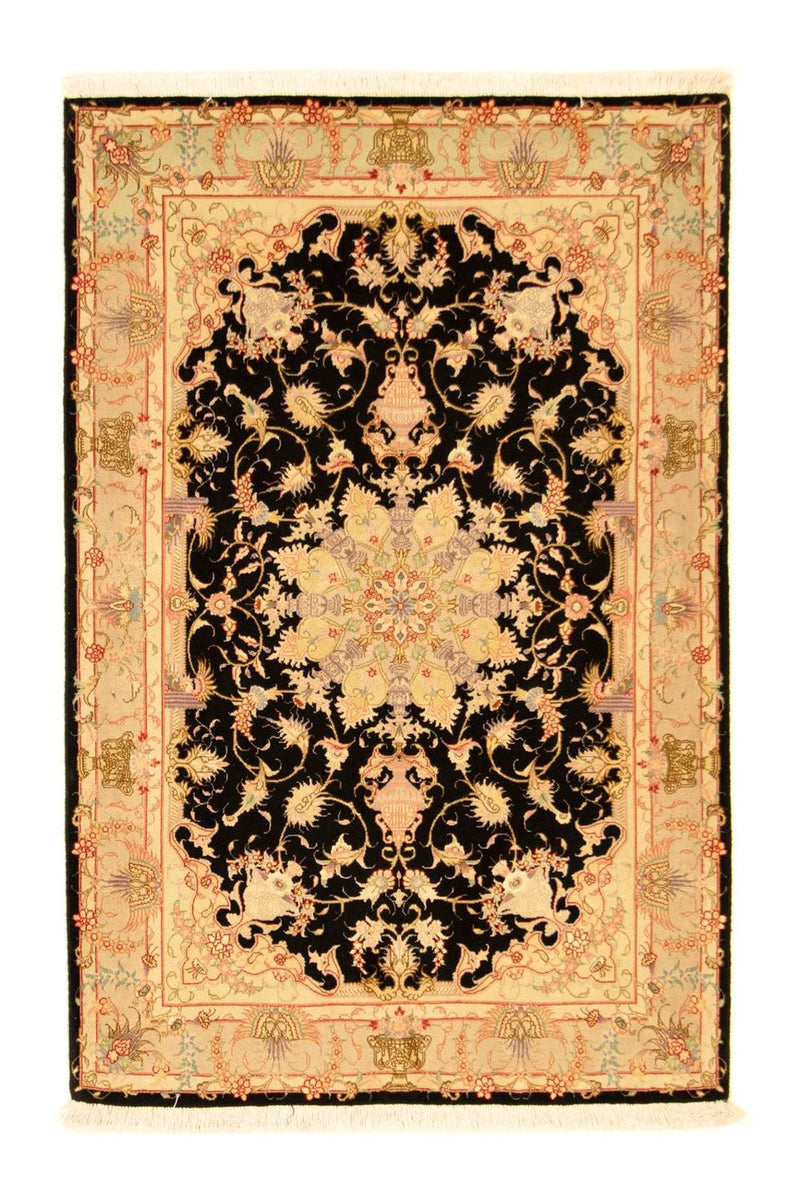 Täbriz - 50 Raj Teppich 101x152cm - Perserteppich - schwarz
