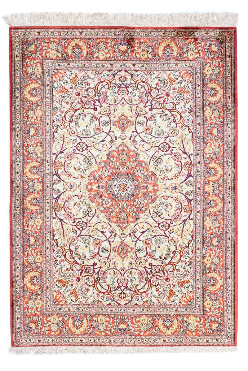 Ghom Teppich 105x152cm - Perserteppich - hellrot