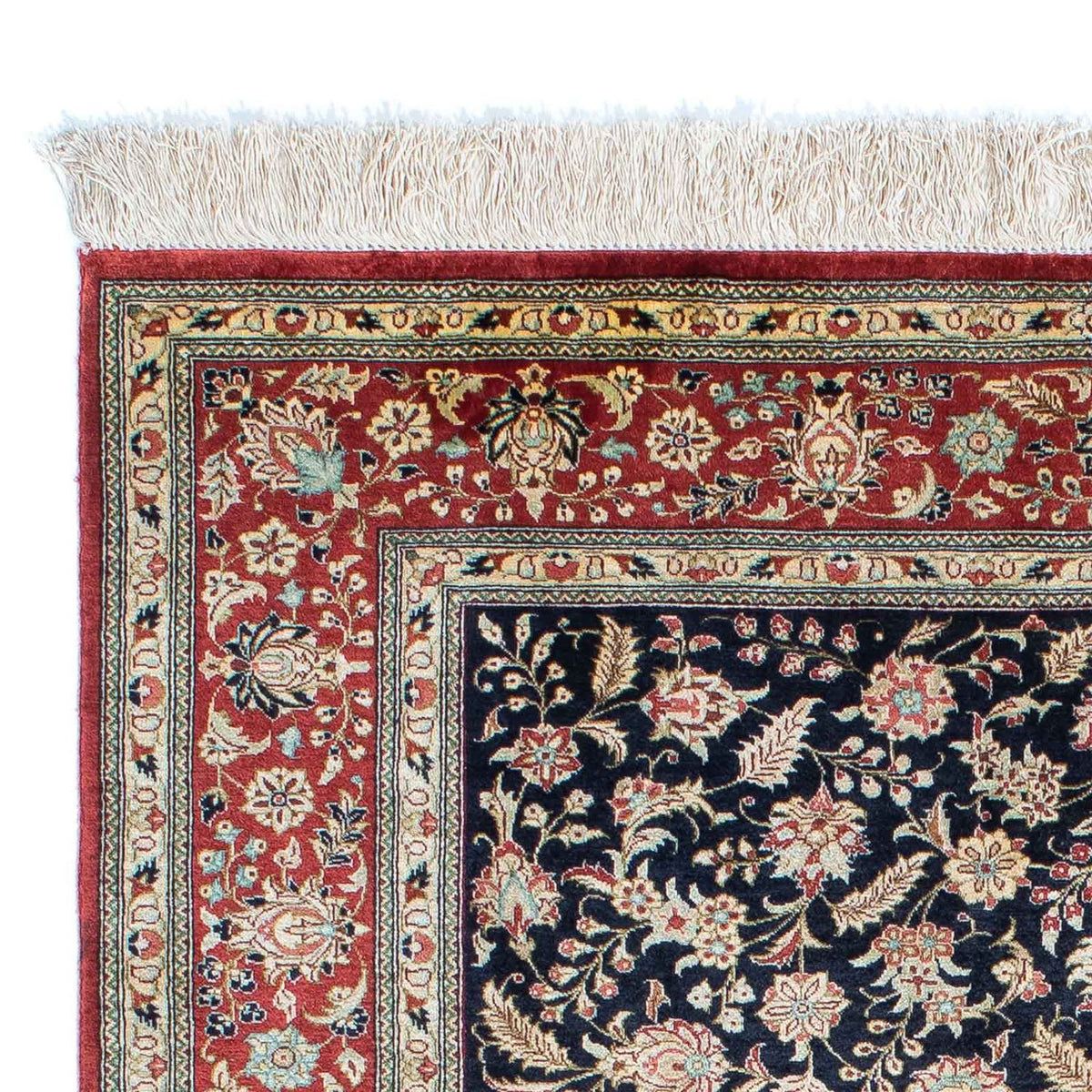 Ghom Teppich 98x148cm - Perserteppich - dunkelblau