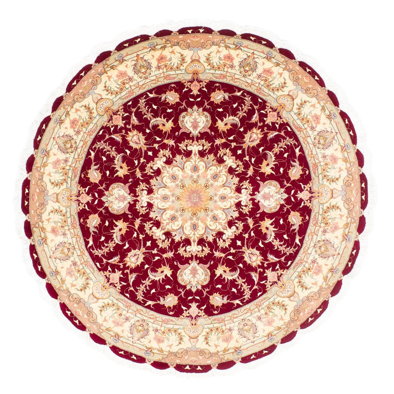 Täbriz - 50 Raj Teppich 150x150cm - Perserteppich - dunkelrot