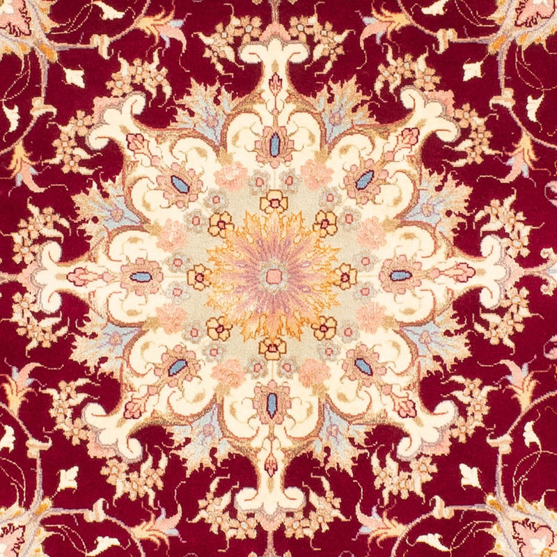 Täbriz - 50 Raj Teppich 150x150cm - Perserteppich - dunkelrot