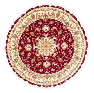 Täbriz - 50 Raj Teppich 150x150cm - Perserteppich - dunkelrot