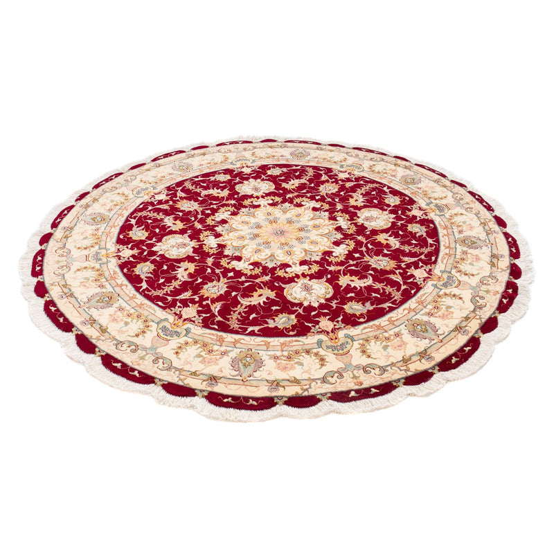 Täbriz - 50 Raj Teppich 150x150cm - Perserteppich - dunkelrot