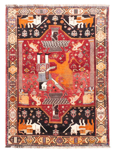 Shiraz Teppich 111x155cm - Perserteppich - dunkelrot