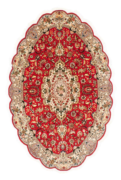 Täbriz - 50 Raj Teppich 130x200cm - Perserteppich - rot