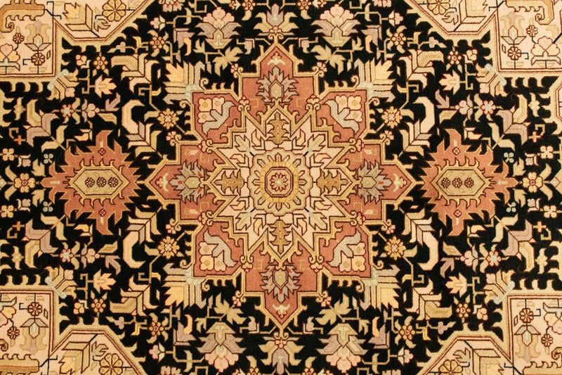 Täbriz - 50 Raj Teppich 100x142cm - Perserteppich - schwarz